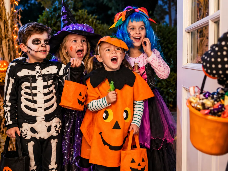 Children in Halloween costumes